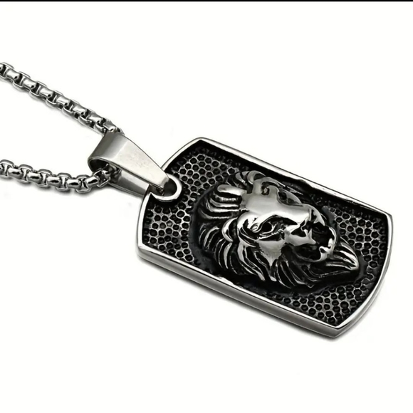 MEN´S LION PENDANT NECKLACE - BLACK